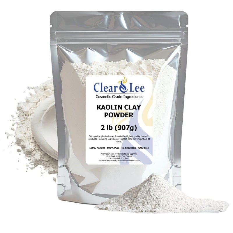ClearLee Kaolin Clay Cosmetic Grade Powder - 100% Pure Natural Powder - Great For Skin Detox, Rejuvenation, and More - Heal Damaged Skin - DIY Clay Face Mask (2 LB) - Image 1